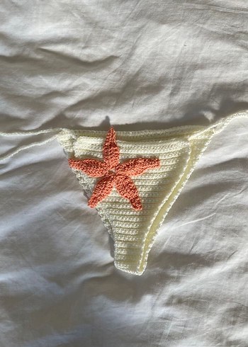 Penti Nakışlı Örgü Beyaz Mini Bikini