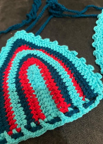 s Beden çeşitli Renk Örgü Desenli Çok Renkli Bohem Bikini