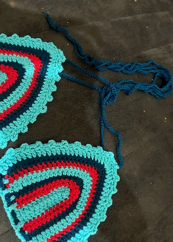 Penti Örgü Desenli Çok Renkli Bohem Bikini