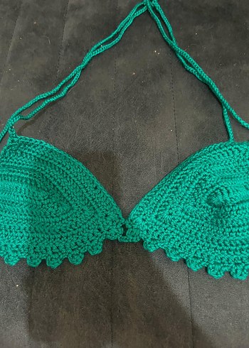 m Beden turkuaz Renk Turkuaz Örgü İp Askılı Bikini Üstü