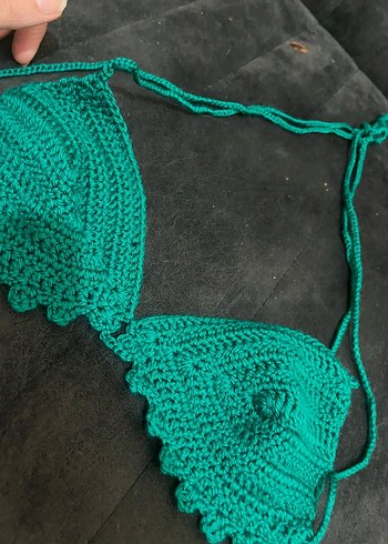 m Beden Turkuaz Örgü İp Askılı Bikini Üstü