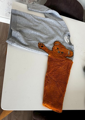 Erkek Çocuk Gri Sweatshirt Peluş Detaylı - Görsel 4