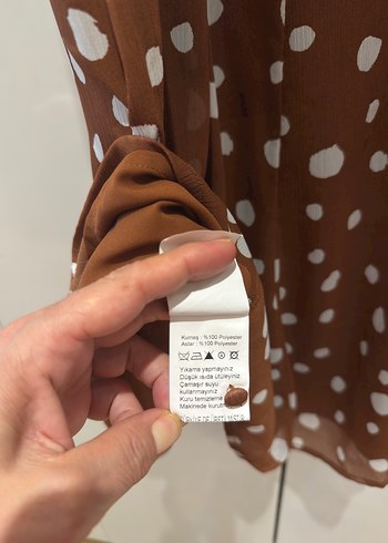 Kahverengi Puantiyeli Uzun Bohem Elbise - Görsel 10