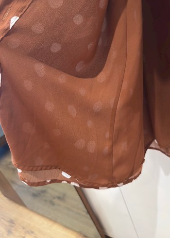 Kahverengi Puantiyeli Uzun Bohem Elbise - Görsel 5