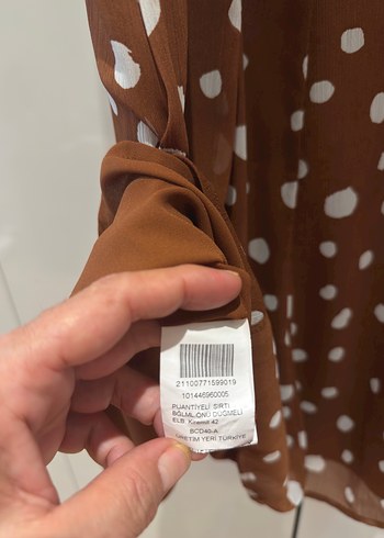 Kahverengi Puantiyeli Uzun Bohem Elbise - Görsel 9