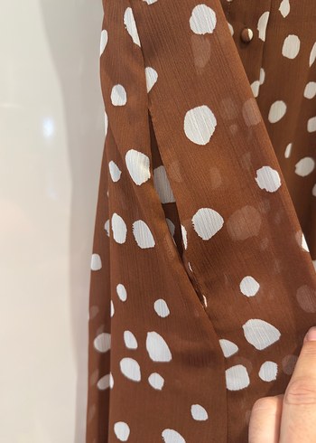 Kahverengi Puantiyeli Uzun Bohem Elbise - Görsel 6