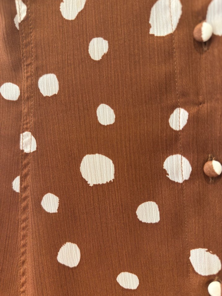 Kahverengi Puantiyeli Uzun Bohem Elbise - Görsel 2