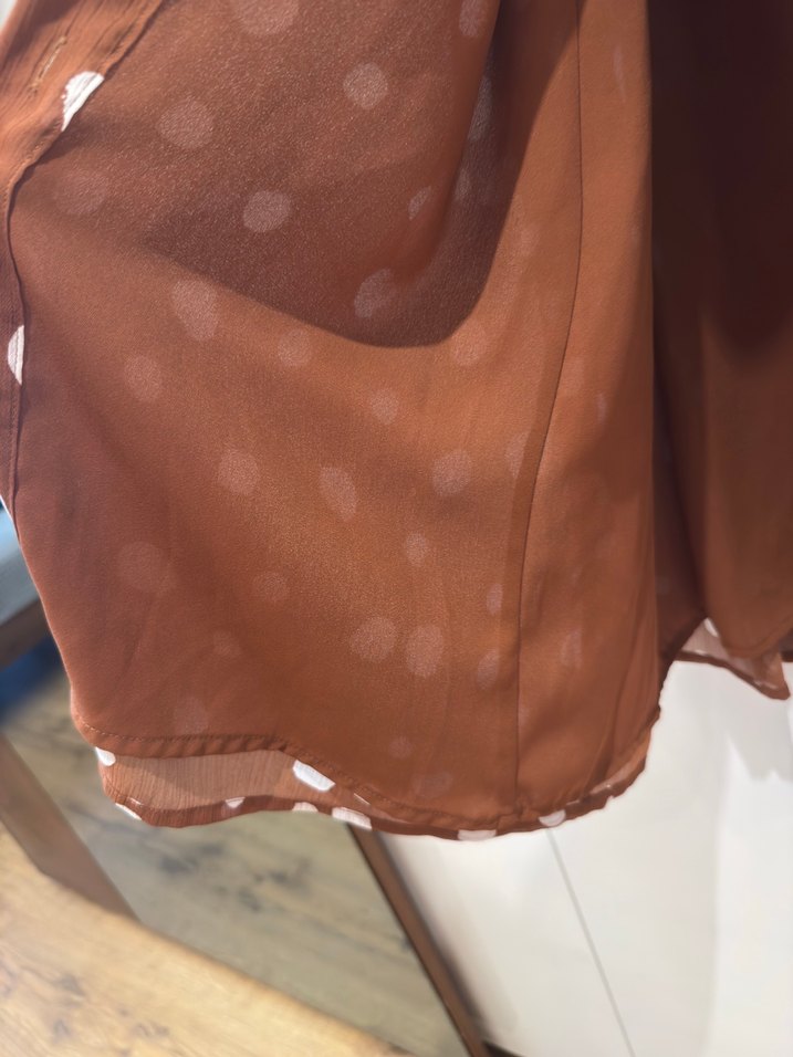 Kahverengi Puantiyeli Uzun Bohem Elbise - Görsel 5