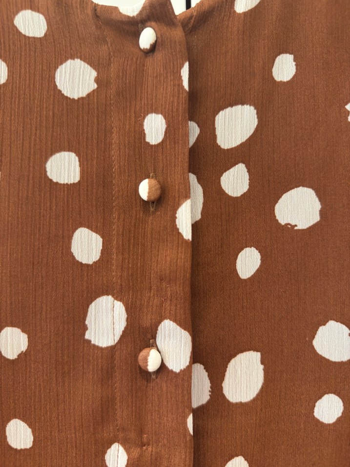 Kahverengi Puantiyeli Uzun Bohem Elbise - Görsel 3