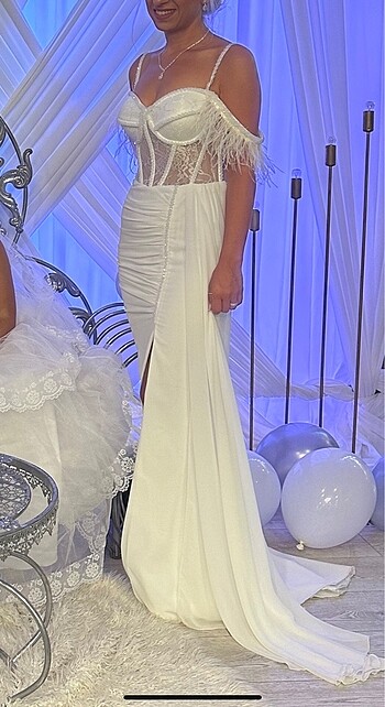 Nina Ricci Sünnet annesi gelinlik nikah elbisesi beyaz abiye