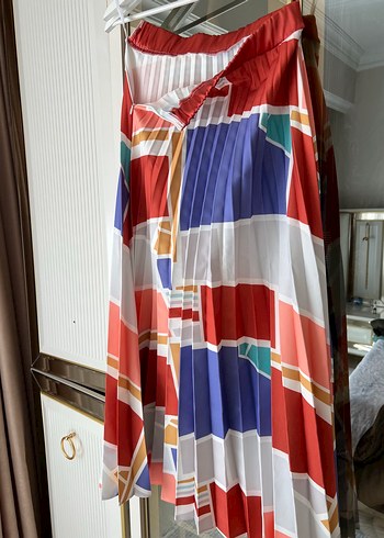 Renkli Pilili Uzun Kadın Etek - Görsel 3