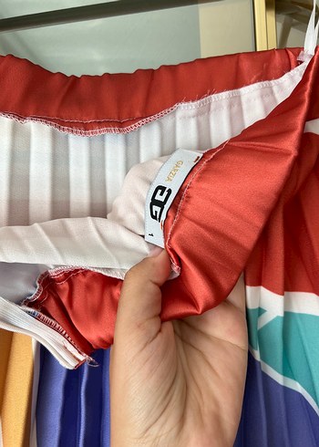 Renkli Pilili Uzun Kadın Etek - Görsel 2