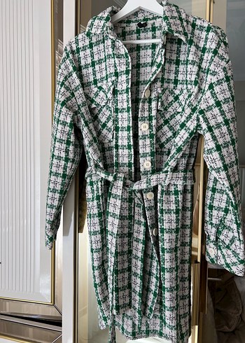 Düğmeli Yeşil Kareli Uzun Kollu Gömlek - Görsel 2