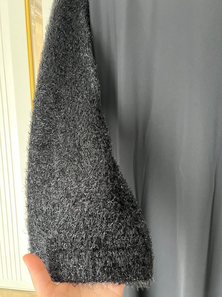 Siyah Uzun Kollu Salaş Kadın elbise ferace tarzı - Görsel 2