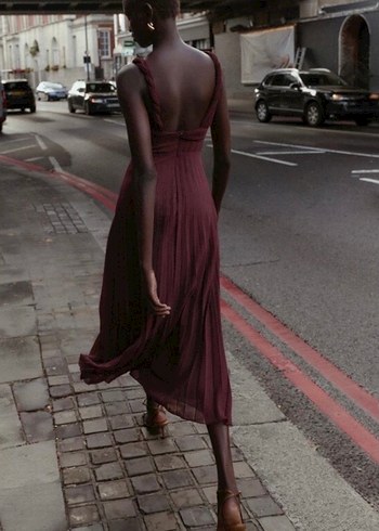 Zara bordo elbise - Görsel 4