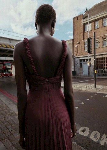 Zara bordo elbise - Görsel 3