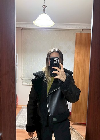 Zara  Kürklü Deri Biker Ceket - Görsel 2