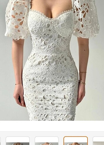 m Beden beyaz Renk Güpür elbise 