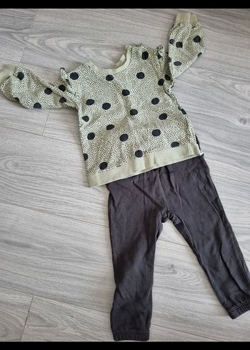 H&M marka Gri Yeşil Uzun Kollu Bebek Takımı