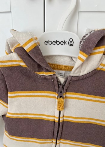 Kapüşonlu Carters Çizgili Erkek Bebek Tulumu - Görsel 2