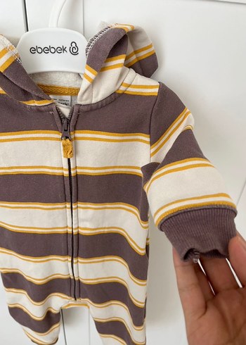 Kapüşonlu Carters Çizgili Erkek Bebek Tulumu - Görsel 3