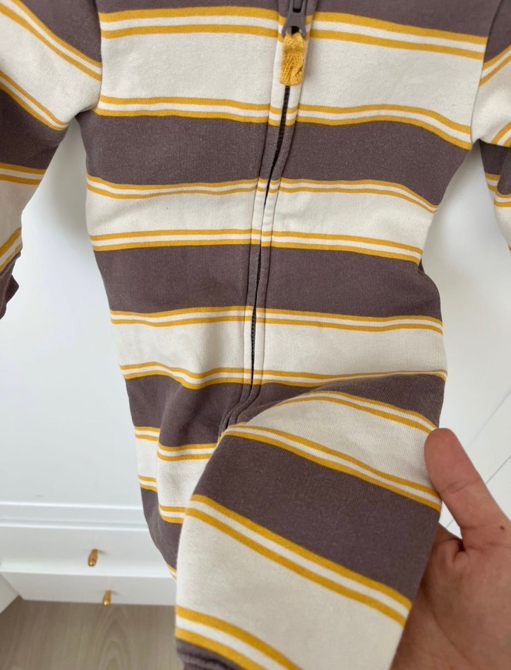 Kapüşonlu Carters Çizgili Erkek Bebek Tulumu - Görsel 4