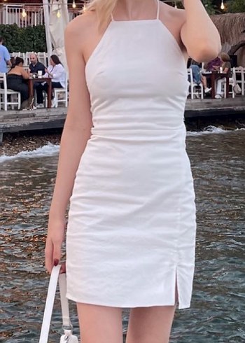 Bershka streç halter yaka elbise