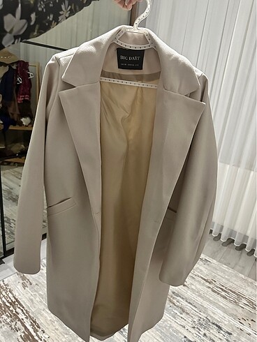 Krem taş rengi kaşe kaban - Görsel 2