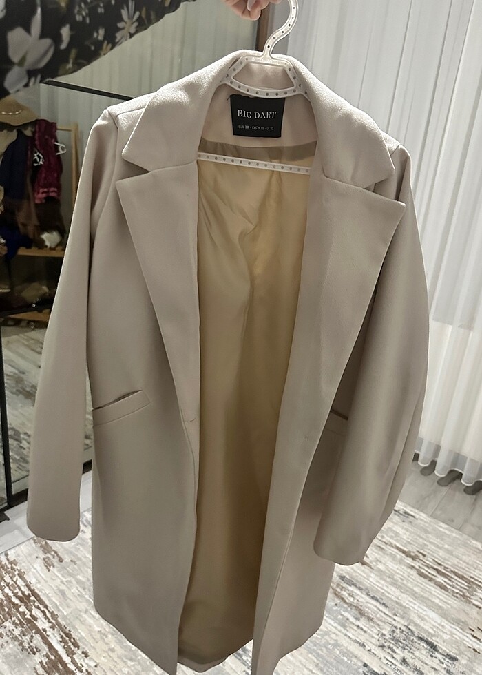 Krem taş rengi kaşe kaban - Görsel 2