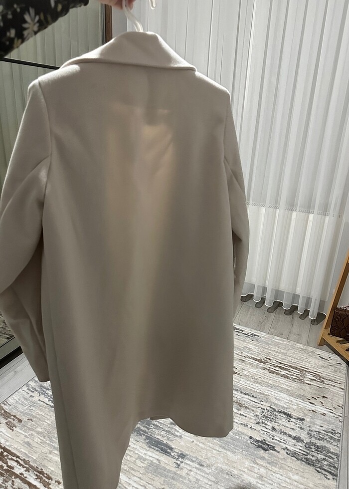 Krem taş rengi kaşe kaban - Görsel 3