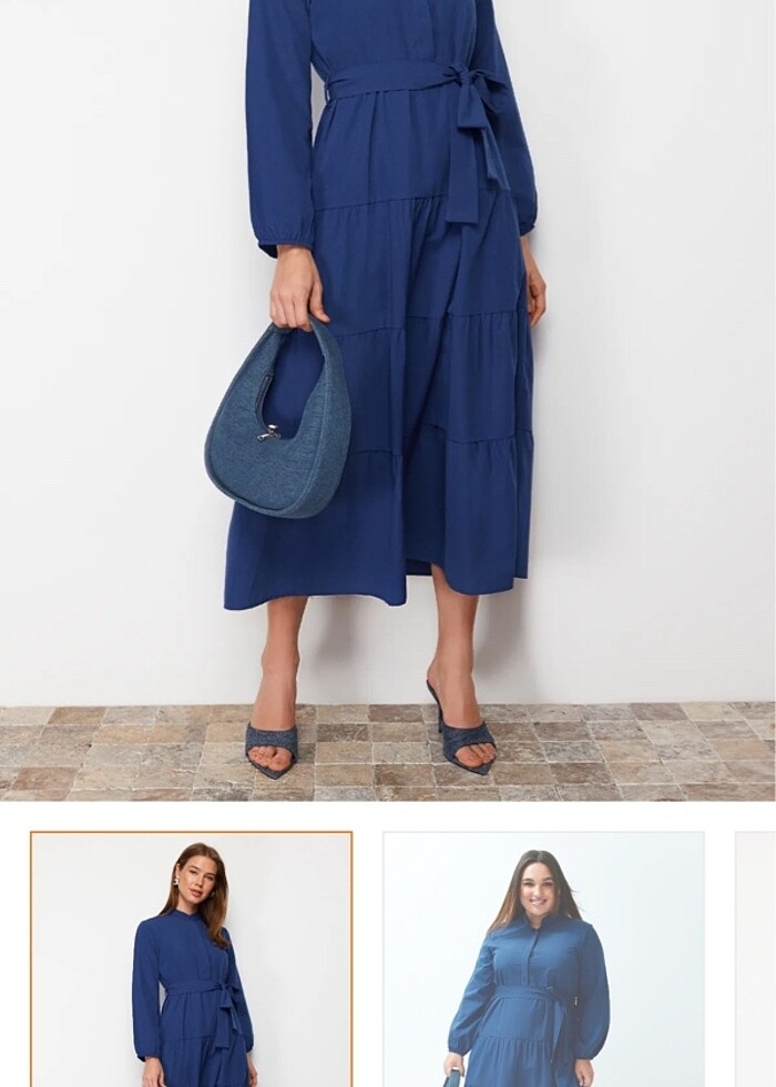 Lacivert elbise - Görsel 2