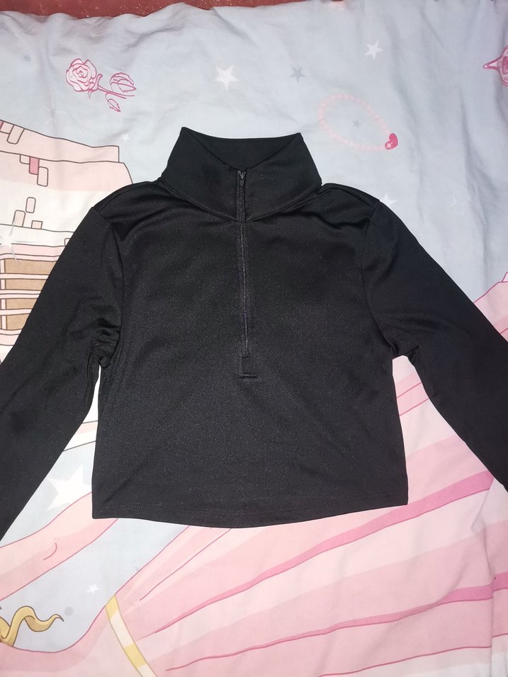 Slim Fit Dar Kesim Fermuarlı Dik Yaka Sporcu Uzun Kollu Tişört - Görsel 3