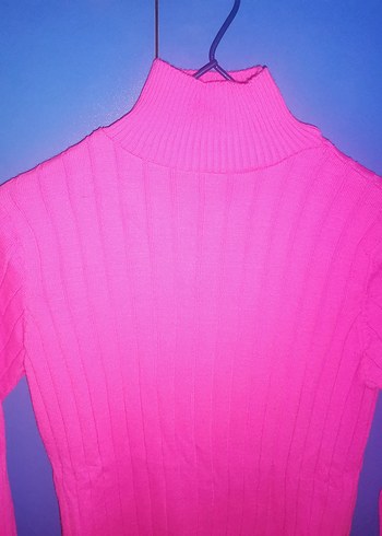 Pembe Boğazlı Triko Kadın Kazak - Görsel 2