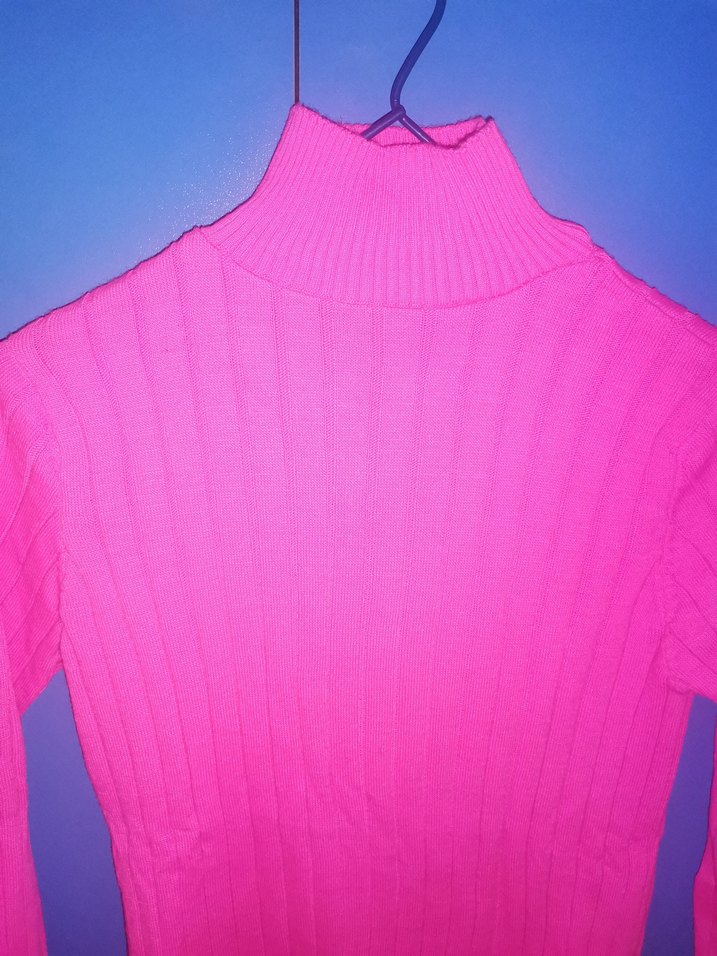 Pembe Boğazlı Triko Kadın Kazak - Görsel 2