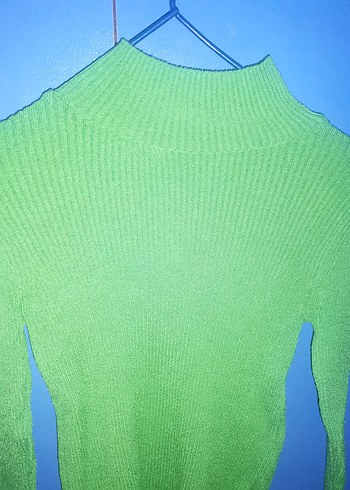 Yeşil Balıkçı Yaka Kadın Triko Kazak - Görsel 2