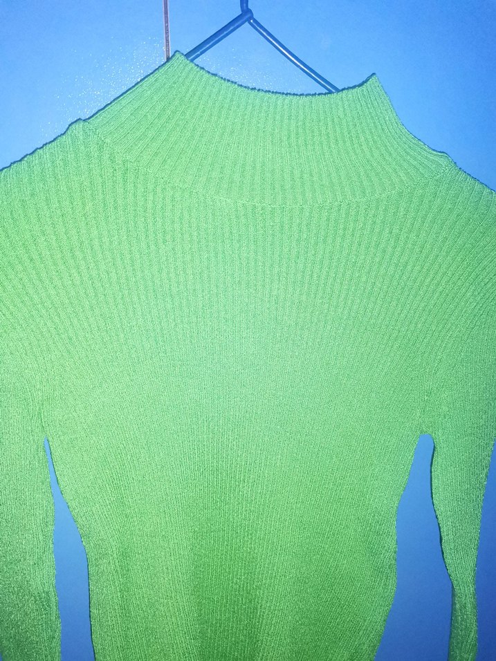 Yeşil Balıkçı Yaka Kadın Triko Kazak - Görsel 2