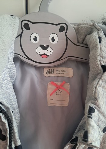 6 Yaş Beden H&M Kız Çocuk Gri Kürklü Kapüşonlu Mont