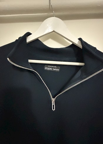 46 Beden siyah Renk Fermuarlı Siyah Erkek Polo Tişört