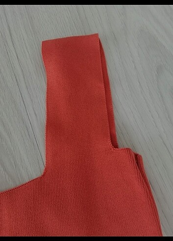s Beden turuncu Renk Kiremit rengi kare yaka Triko