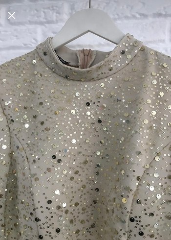 İşlemeli Uzun Kollu Beyaz Tesettür Abiye - Görsel 4