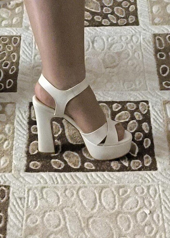 Topuklu ayakkabı düz beyaz - Görsel 3