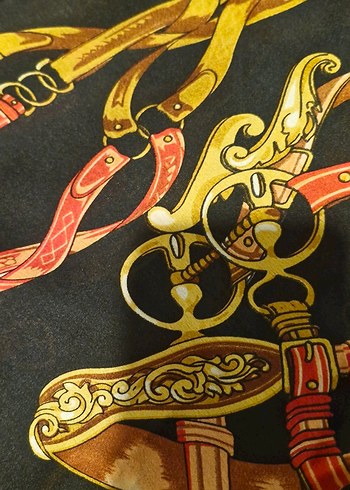 Zincir Detaylı Kadın İpek şal hermes - Görsel 2