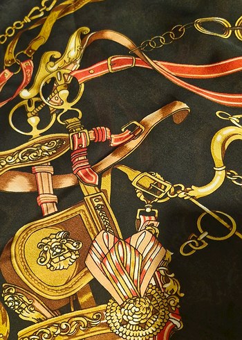 Zincir Detaylı Kadın İpek şal hermes - Görsel 4