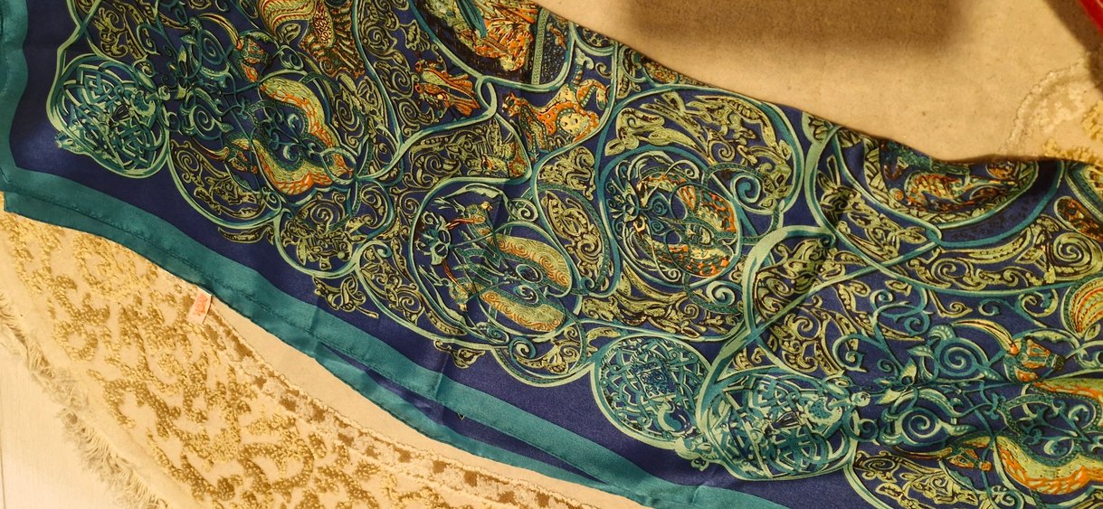 Parlak Çok Renkli İpek hermes şal - Görsel 2