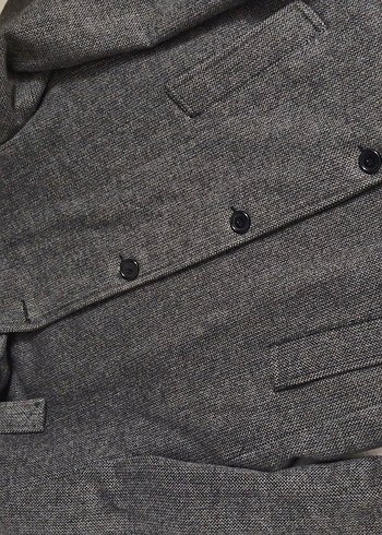 Gri Düğmeli Yün Erkek Kaban - Görsel 2