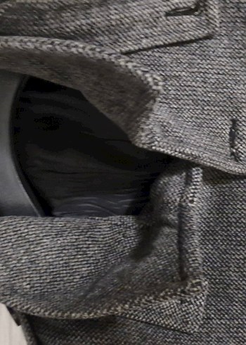 Gri Düğmeli Yün Erkek Kaban - Görsel 7