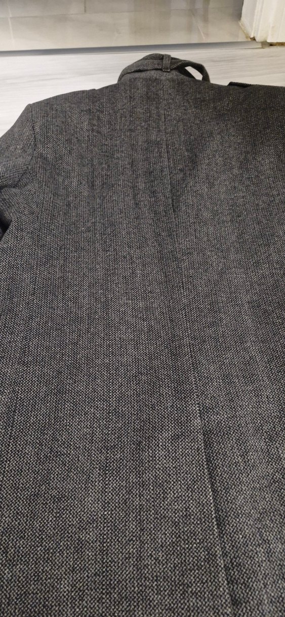 Gri Düğmeli Yün Erkek Kaban - Görsel 5