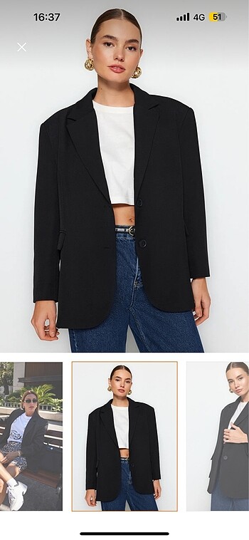 m Beden siyah Renk Siyah oversize blazer ceket