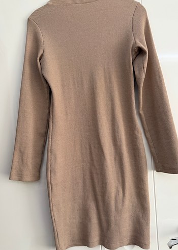 Bej Düğmeli Kadın Triko Elbise - Görsel 2