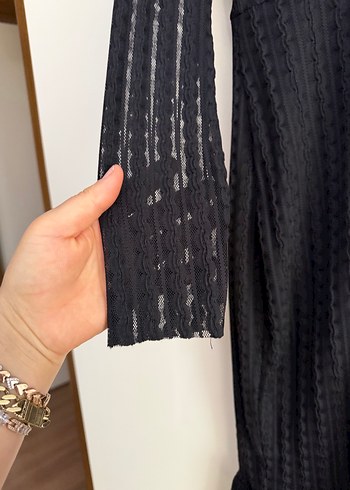 Uzun Kollu Siyah Triko Elbise - Görsel 5